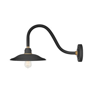 Foundry Vintage 1 Light 12 inch Textured Black/Brass Outdoor Wall Mount