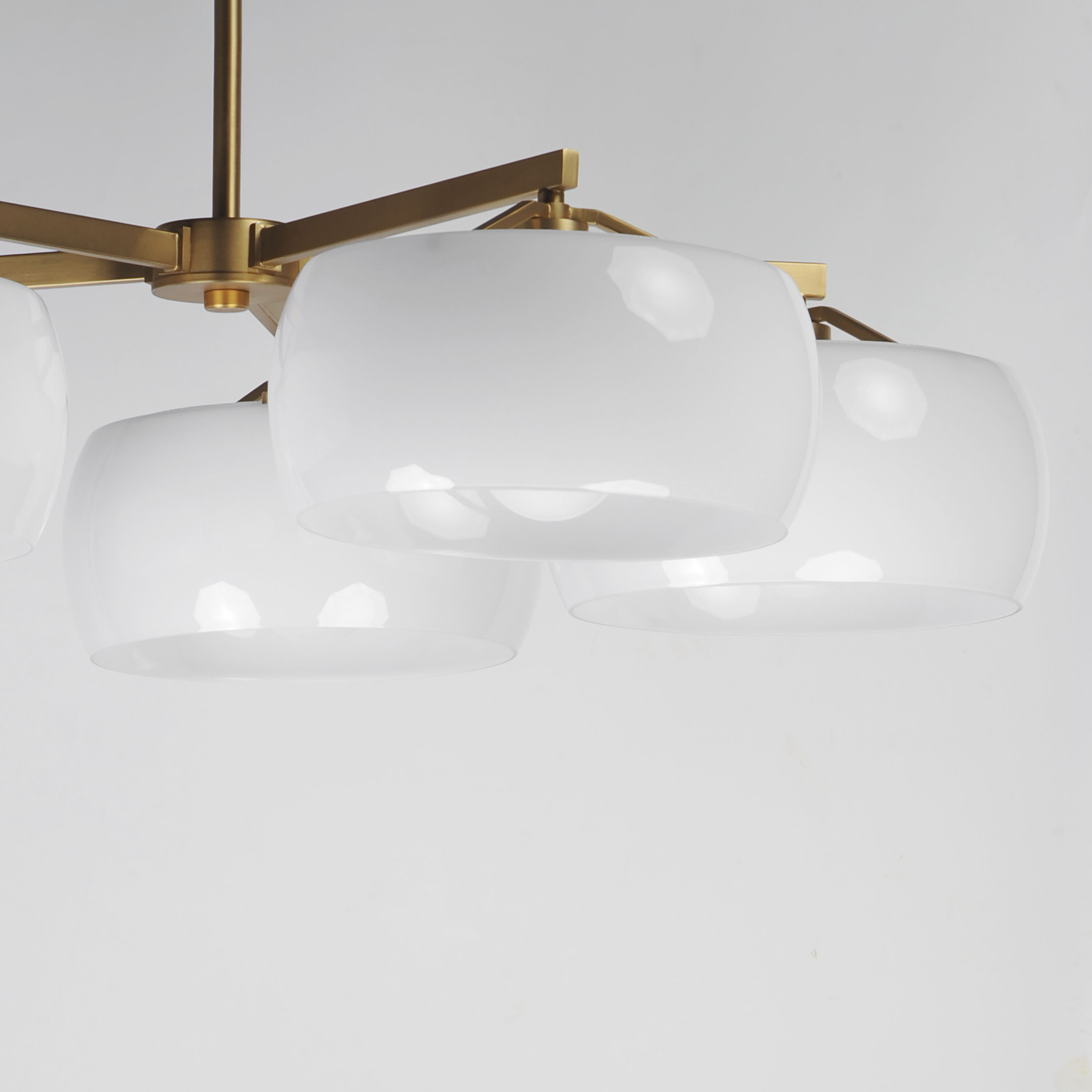 Glazed 5 Light 36 inch White and Natural Aged Brass Chandelier Ceiling Light