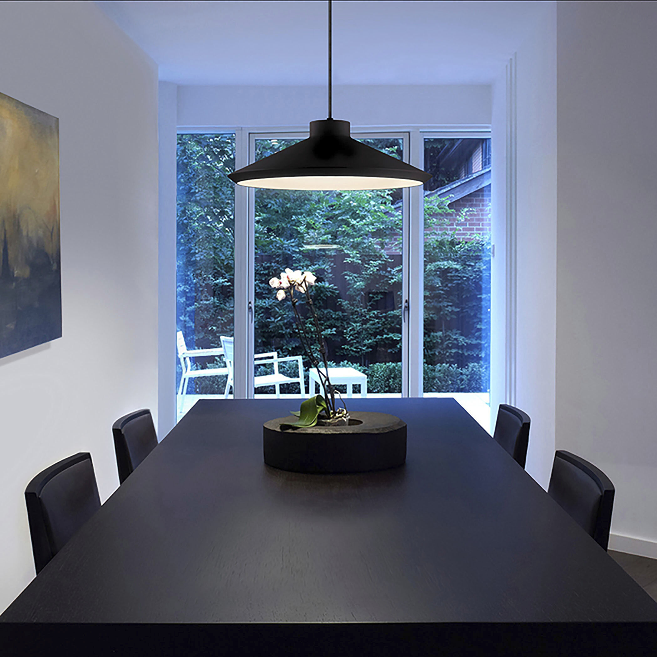 Koma LED 22 inch Satin Black Pendant Ceiling Light in GU24 