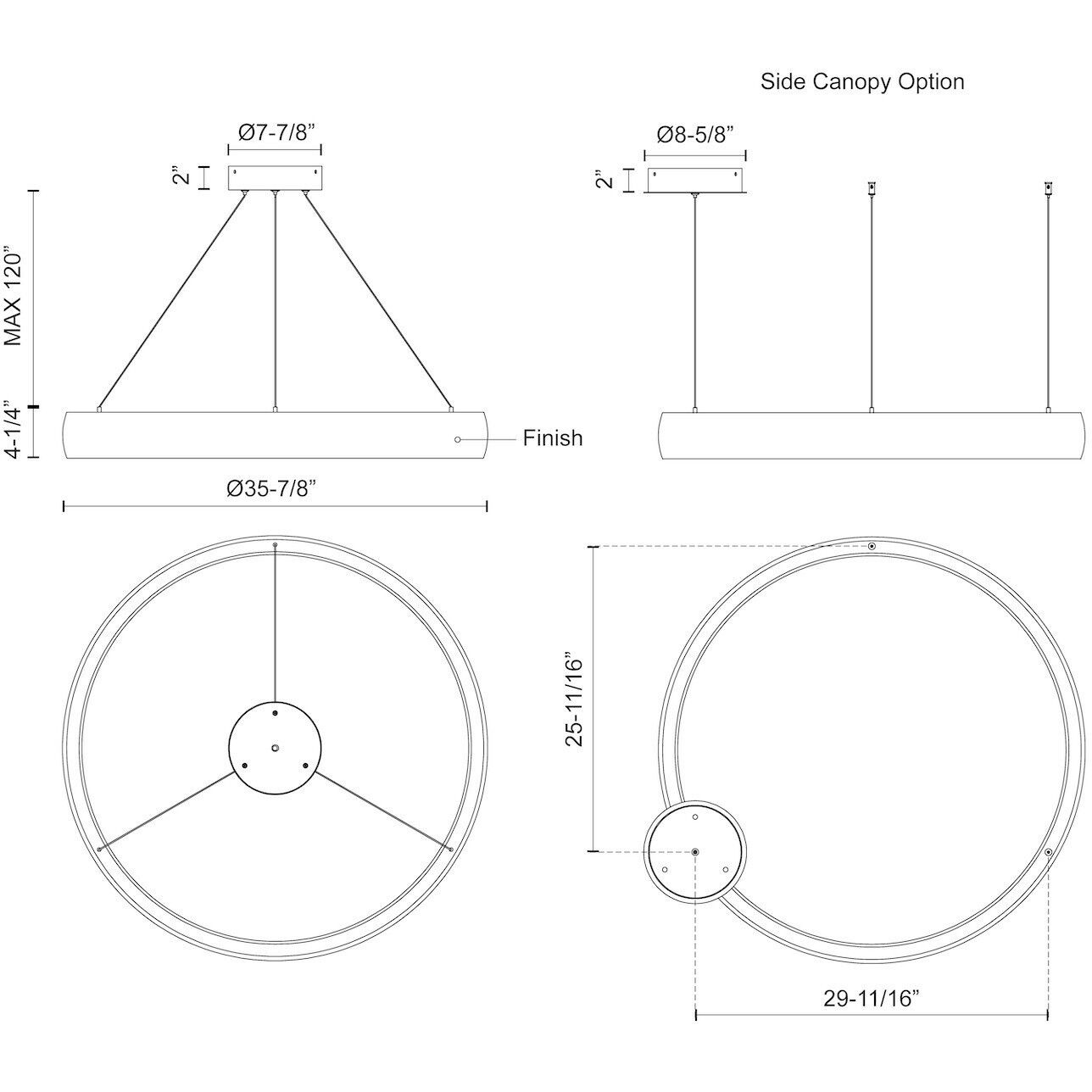 Halo LED 35.88 inch Brushed Silver Pendant Ceiling Light