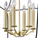 Tudor 6 Light 20 inch Satin Gold and Black Up Chandelier Ceiling Light
