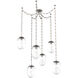 Meteo 6 Light 17 inch Beige Silver Swag Multi-Pendant Ceiling Light in Clear, Diamond Chain