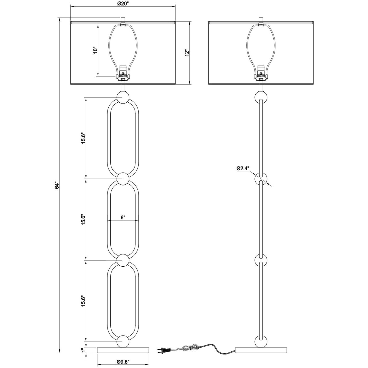 Veneto 64 inch 150.00 watt Antique Brass Floor Lamp Portable Light