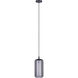 Malek 1 Light 5.88 inch Matte Black Corded Pendant Ceiling Light in Smoked Ribbed Glass