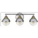 Fletcher 3 Light 25 inch Polished Nickel with Heritage Brass Vanity Light Wall Light