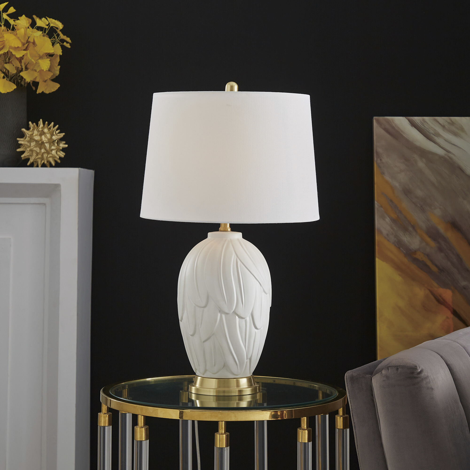 Farida 27 inch 150.00 watt White Table Lamp Portable Light