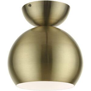Stockton 1 Light 8 inch Antique Brass Semi-Flush Ceiling Light, Globe