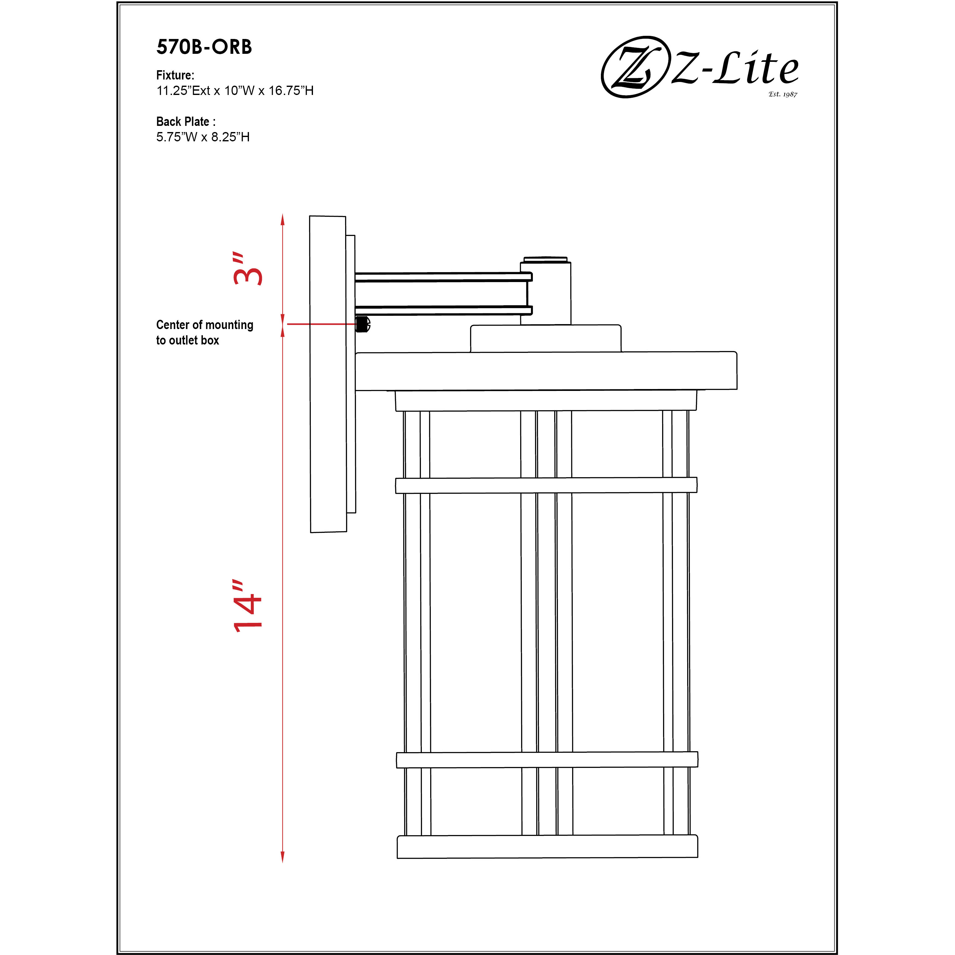 Jordan 1 Light 16.75 inch Oil Rubbed Bronze Outdoor Wall Light