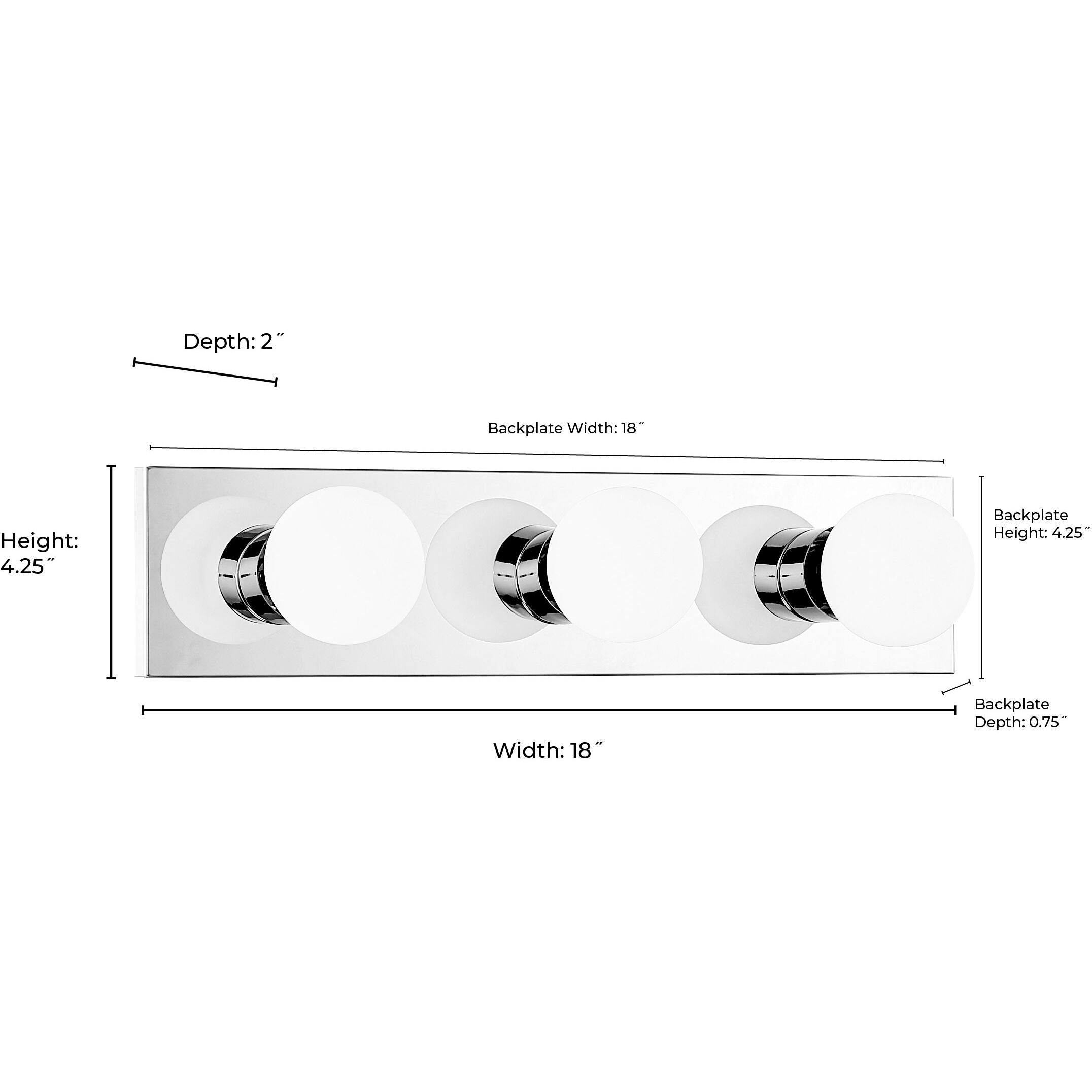 Bellisse 3 Light 18 inch Chrome Bathroom Vanity Light Bar Wall Light