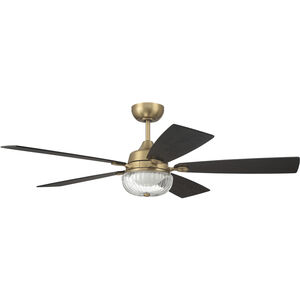 Chandler 52 inch Satin Brass with Flat Black/Black Walnut Blades Ceiling Fan