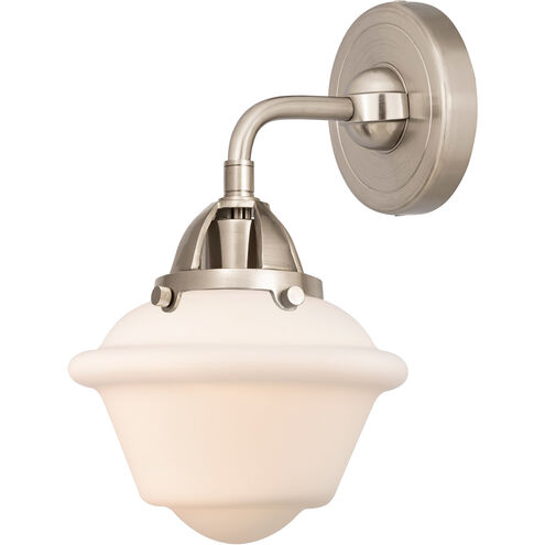 Nouveau 2 Small Oxford 1 Light 8 inch Brushed Satin Nickel Sconce Wall Light in Matte White Glass