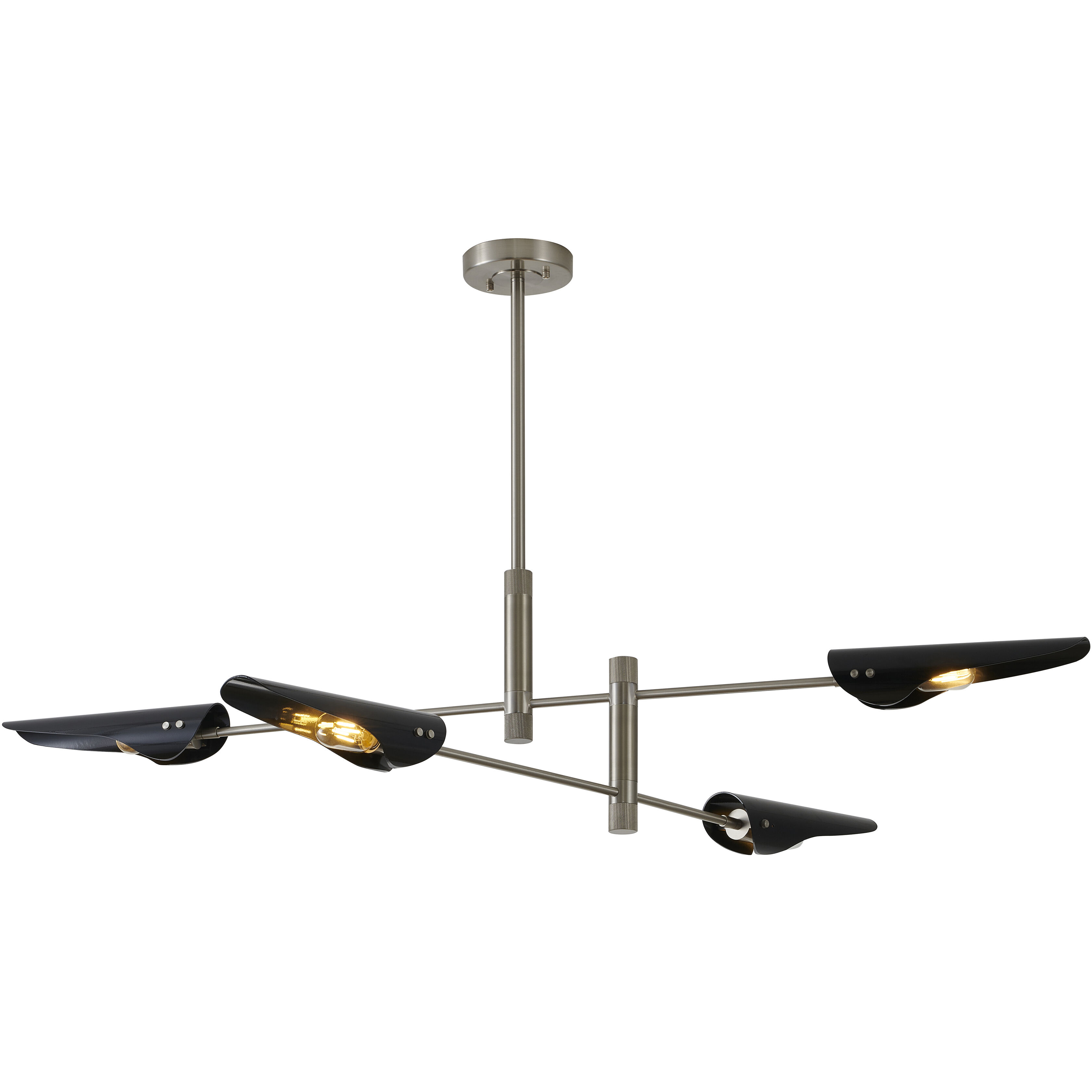 Canada 4 Light 60 inch Shiny Nickel and Black Chandelier Ceiling Light
