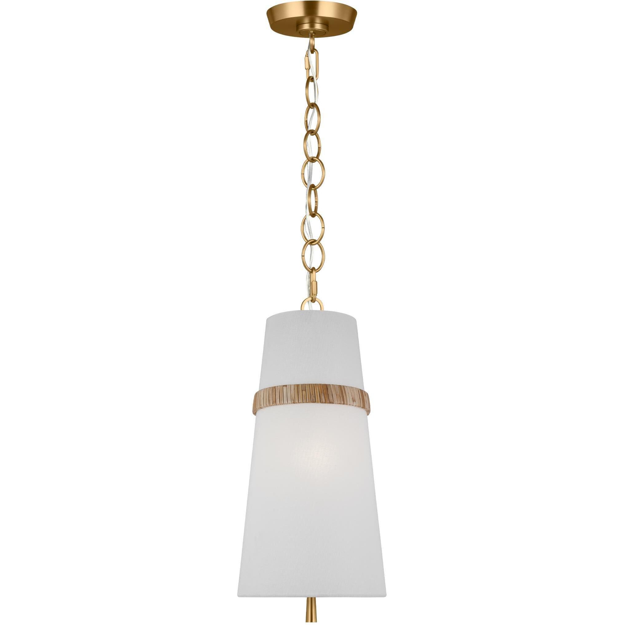 AH by Alexa Hampton Cordtlandt 1 Light 8.13 inch Burnished Brass with Rattan Pendant Ceiling Light