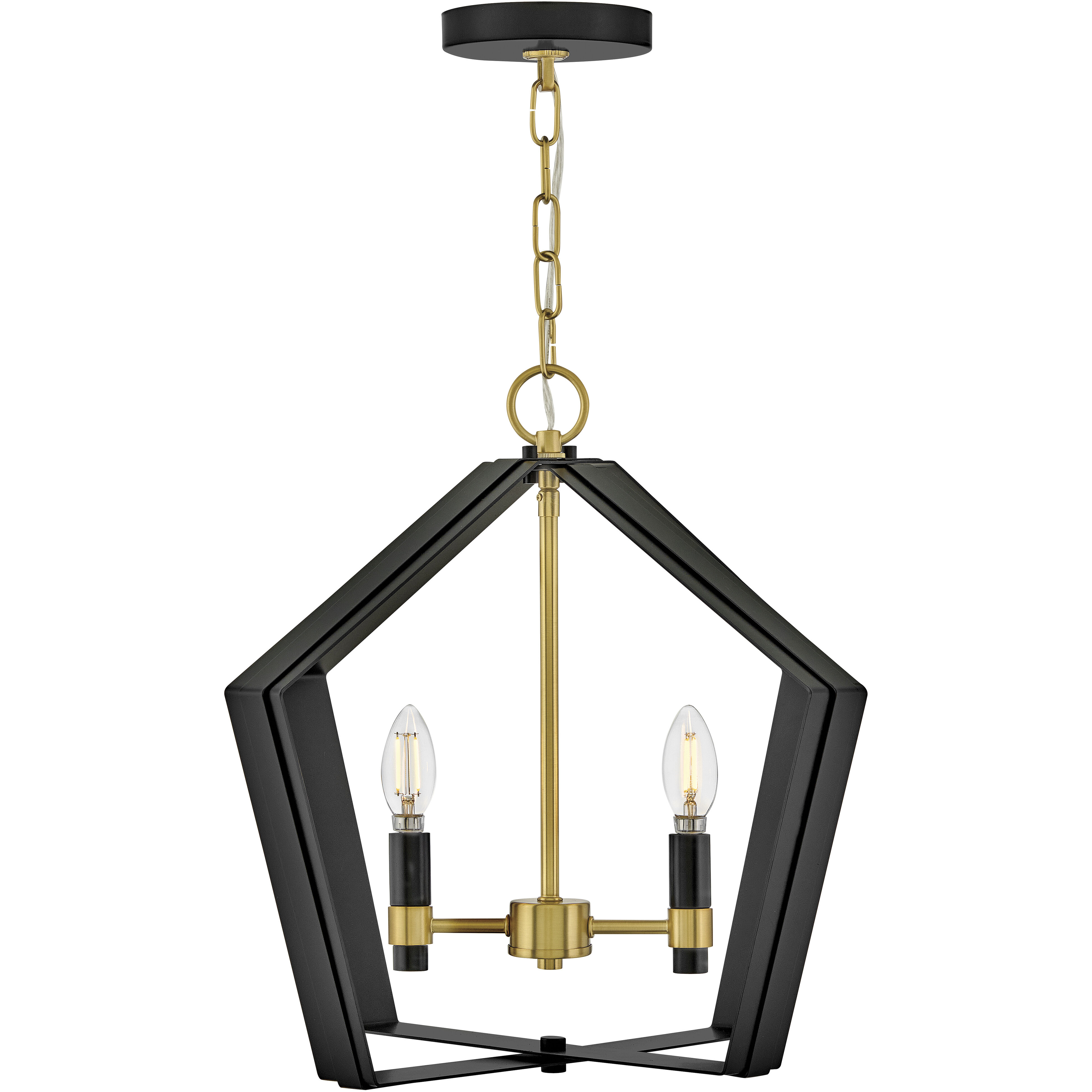 Sammi 2 Light 20 inch Black with Lacquered Brass Pendant Ceiling Light