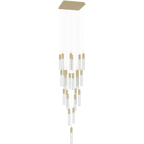 Original Glacier Avenue LED 28 inch Brushed Brass Multi Port Pendant Ceiling Light in Bubbled