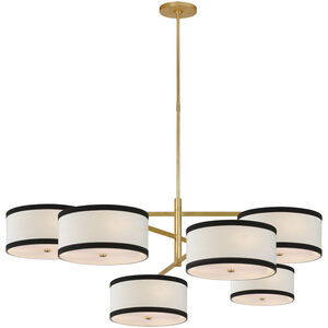 kate spade new york Walker LED 54.25 inch Gild Offset Chandelier Ceiling Light in Linen with Black Trim, Grande