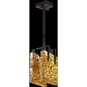 Terra LED 8 inch Black Pendant Ceiling Light in Gold Studio Glass