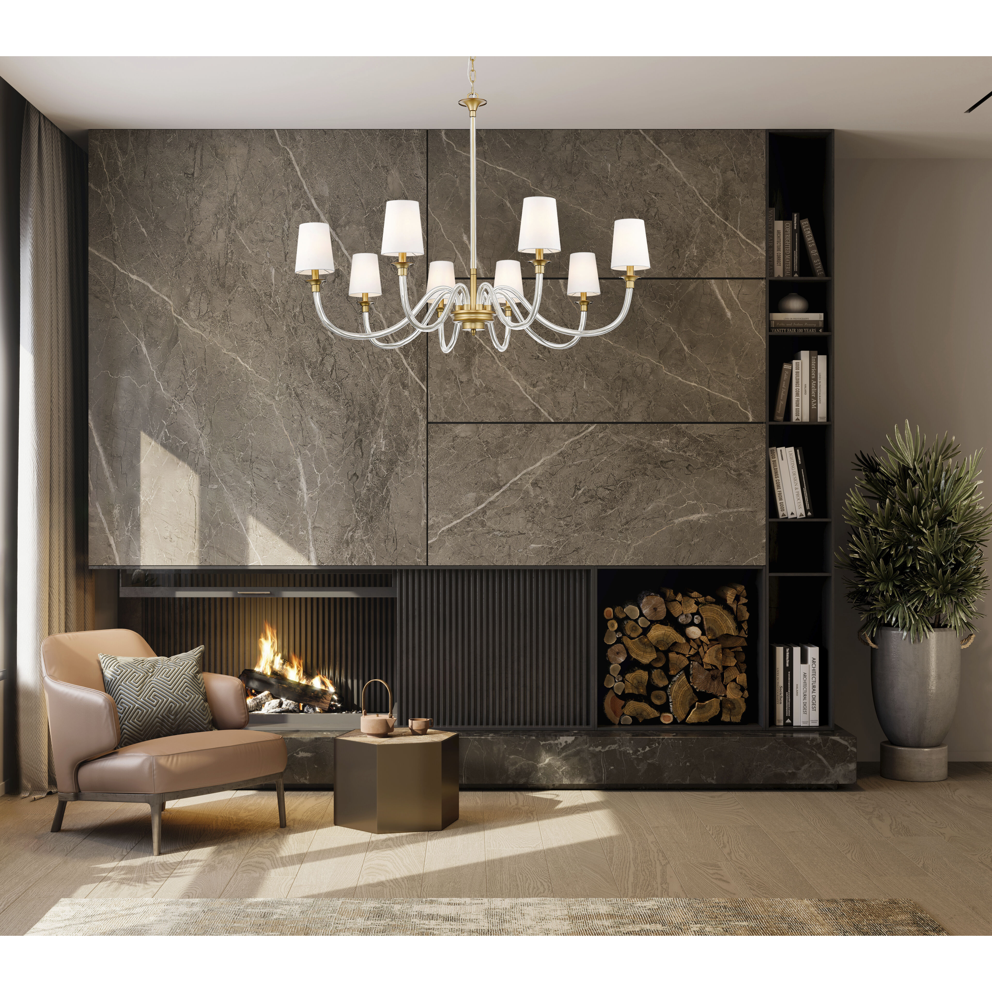 Katerina 8 Light 46 inch Rubbed Brass Chandelier Ceiling Light