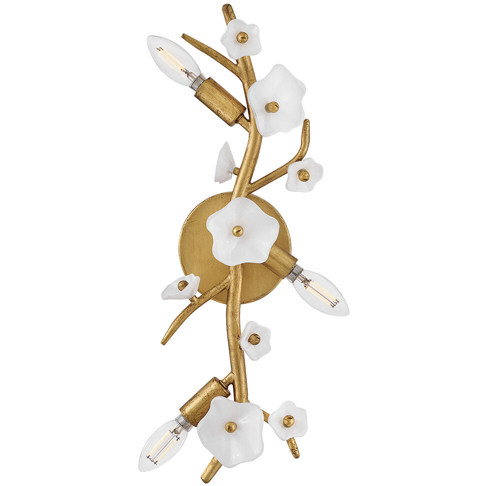 Azalea 3 Light 8 inch Distressed Brass Sconce Wall Light