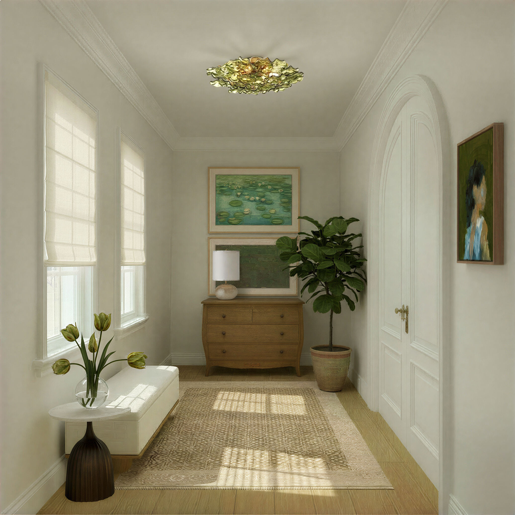 Esme 6 Light 22.5 inch Aged Brass Semi Flush Ceiling Light