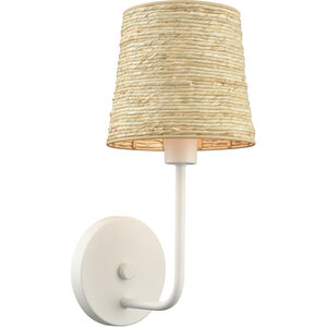 Abaca 1 Light 7 inch Textured White Sconce Wall Light
