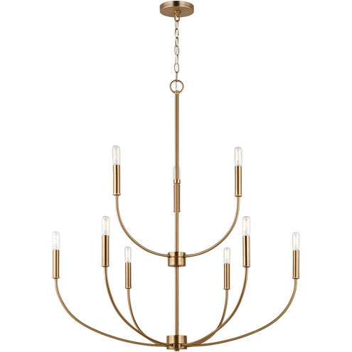 Greenwich 9 Light 32 inch Satin Brass Chandelier Ceiling Light