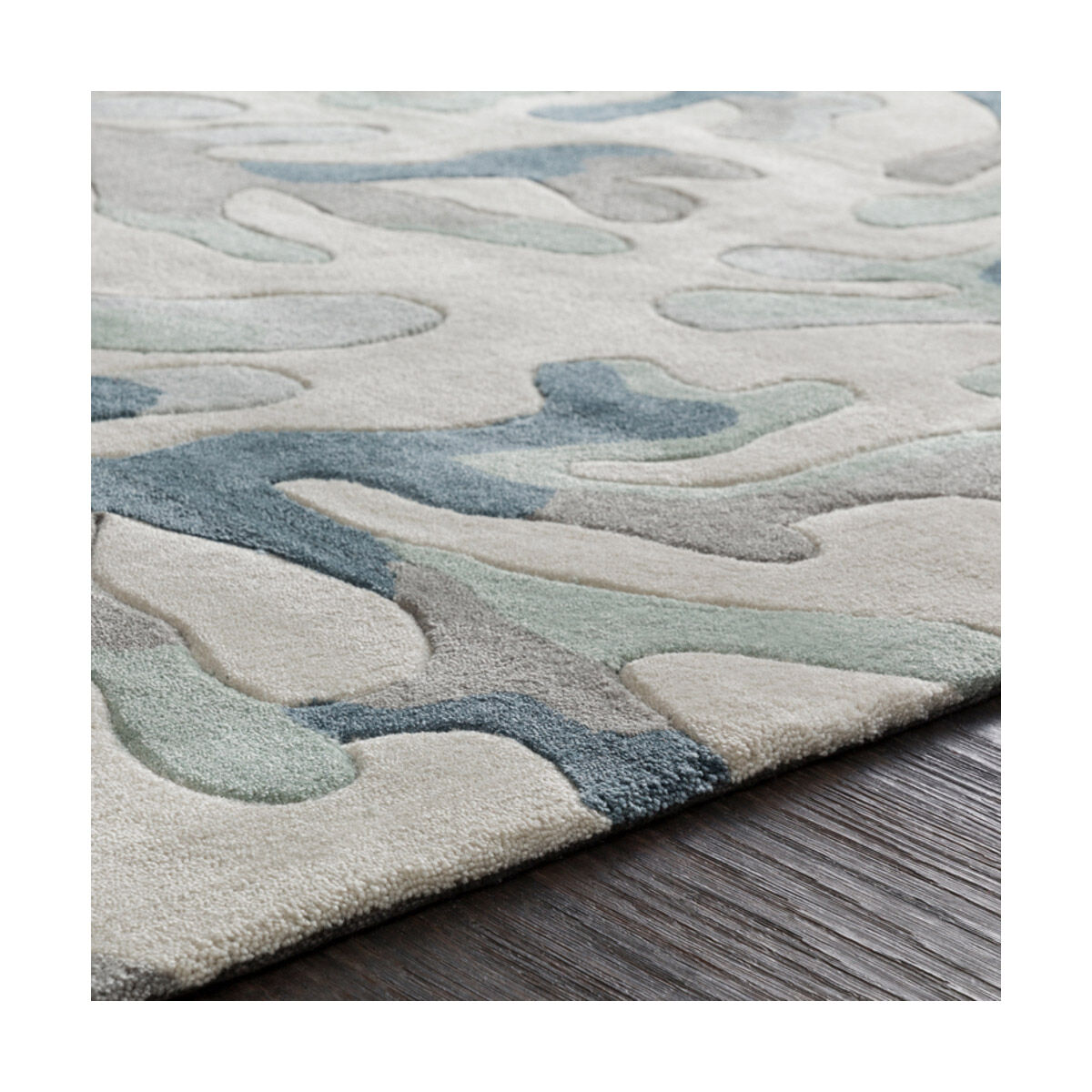 Cosmopolitan 96 X 30 inch Dark Blue/Medium Gray/Sea Foam/Light Gray/Ivory Rugs, Polyester