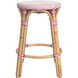 Tobias Rattan Round 24" Counter Stool in White and Pink Dot