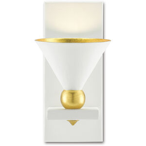 Moderne 1 Light 6 inch Gesso White/Contemporary Gold Leaf Wall Sconce Wall Light