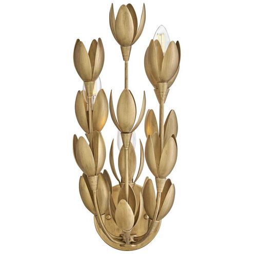 Lisa McDennon Flora 3 Light 7 inch Burnished Gold Sconce Wall Light, Sconce