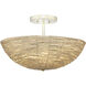 Tsunami 3 Light 24 inch Natural Cream Semi Flush Mount Ceiling Light