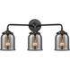Nouveau Small Bell 3 Light 23 inch Oil Rubbed Bronze Bath Vanity Light Wall Light in Plated Smoke Glass, Nouveau