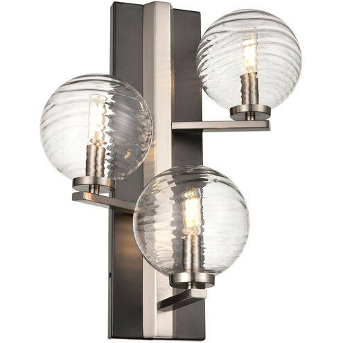 Tropea 3 Light 13 inch Satin Nickel and Graphite Sconce Wall Light