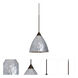 Eve 1 Light Bronze Cord Pendant Ceiling Light in Halogen, Stone Silver Foil Glass
