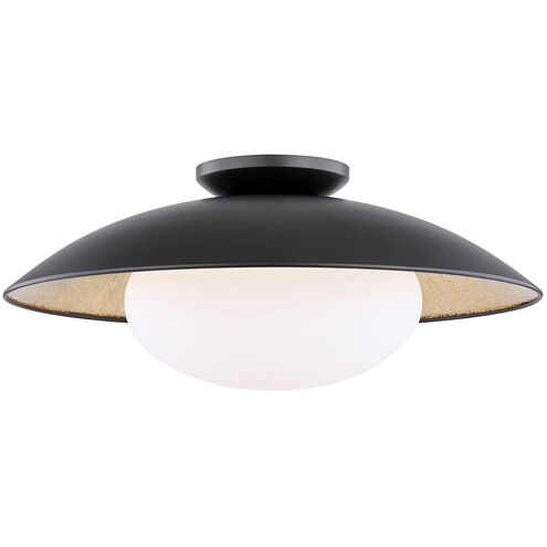 Cadence 1 Light 21 inch Black Lustro / Gold Leaf Combo Semi Flush Ceiling Light