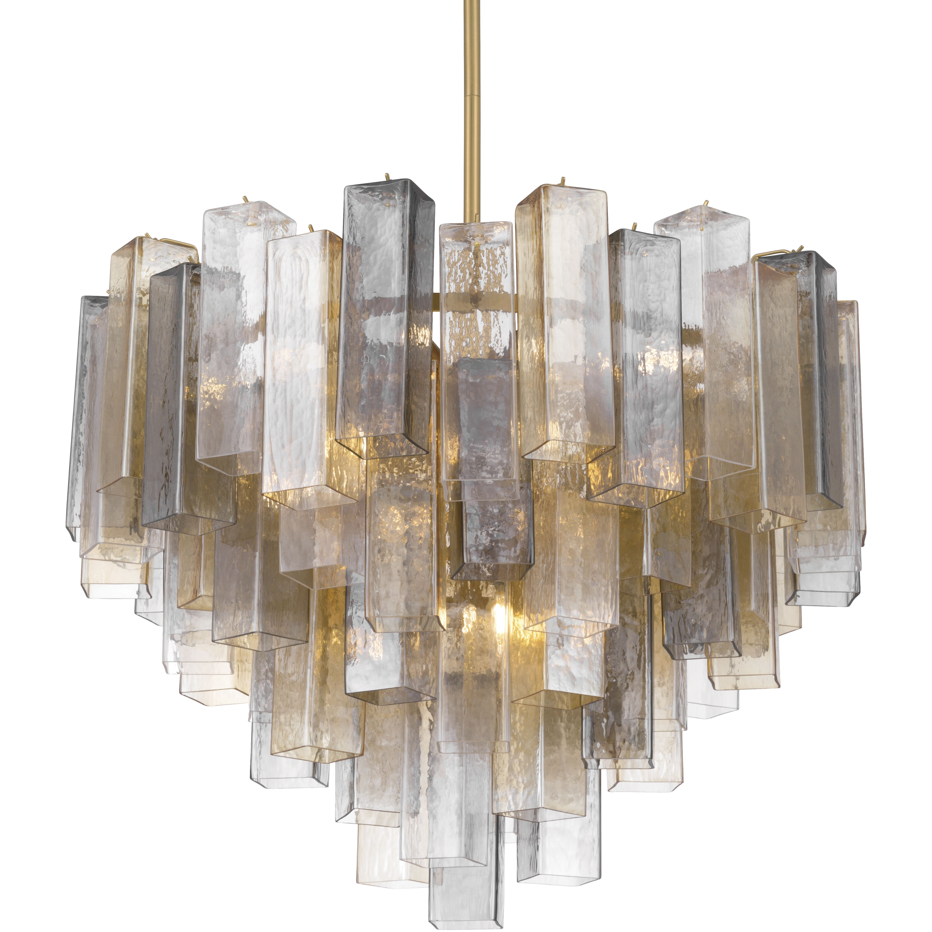 Torvento 15 Light 32.75 inch Legacy Brass Pendant Ceiling Light in Clear,  Grey and Amber Handmade Glass