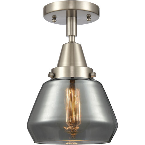 Franklin Restoration Fulton 1 Light 7 inch Brushed Satin Nickel Flush Mount Ceiling Light in Plated Smoke Glass