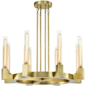 Placid 8 Light 32 inch Aged Brass Wheel Chandelier Ceiling Light