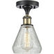 Conesus 1 Light 6 inch Black Antique Brass Flush Mount Ceiling Light