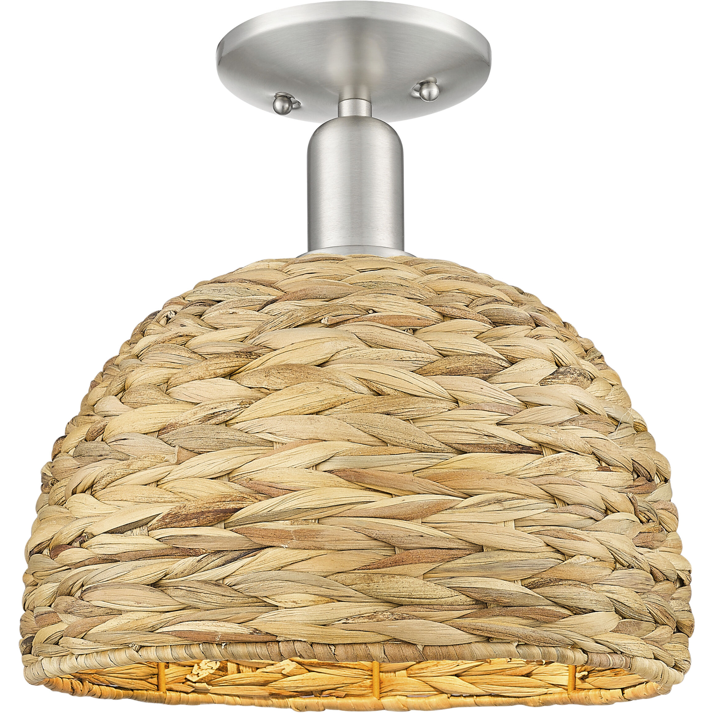 Arcadia Woven Rattan 1 Light 12.00 inch Semi-Flush Mount