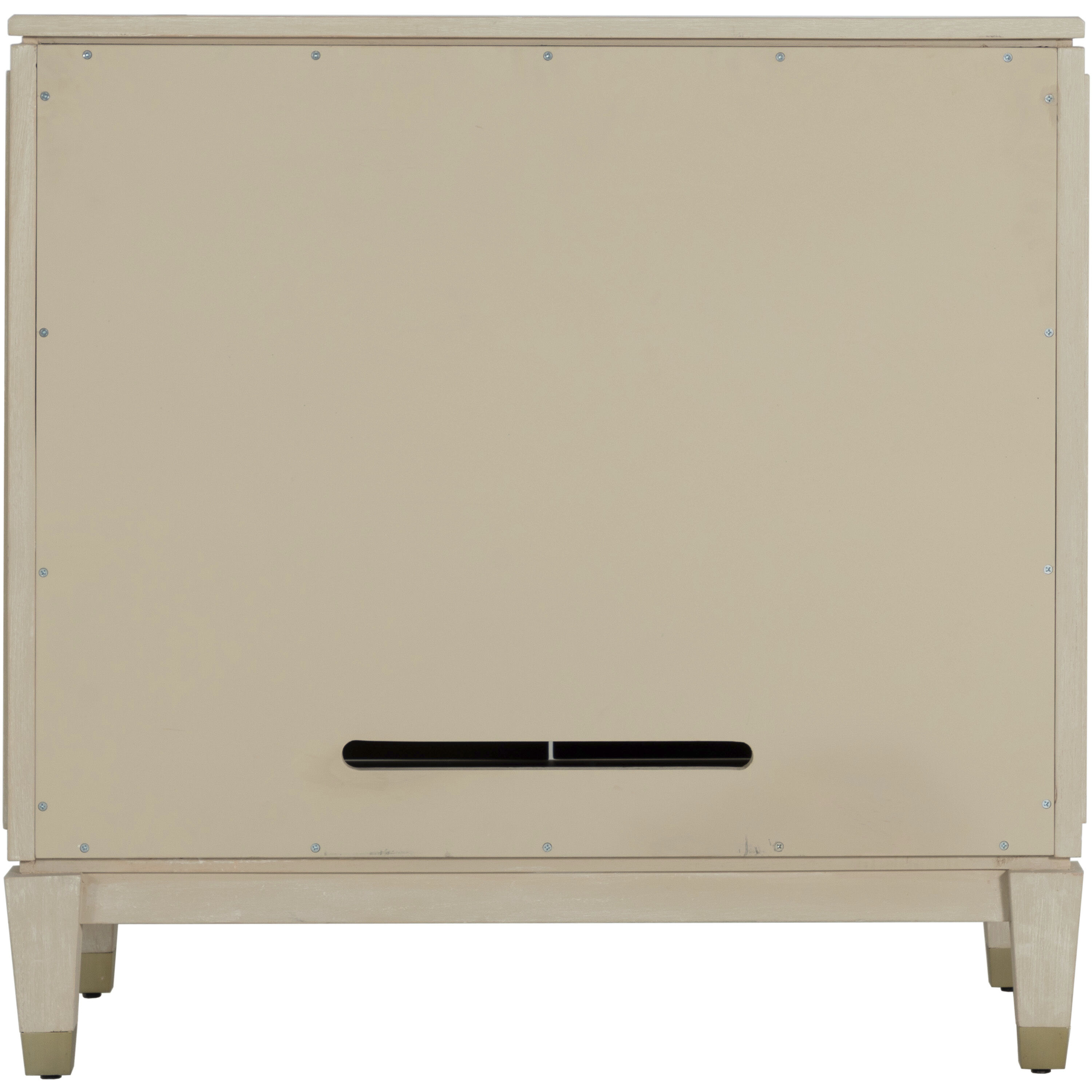 Strella Stainless Champagne / Cerused White Cabinet