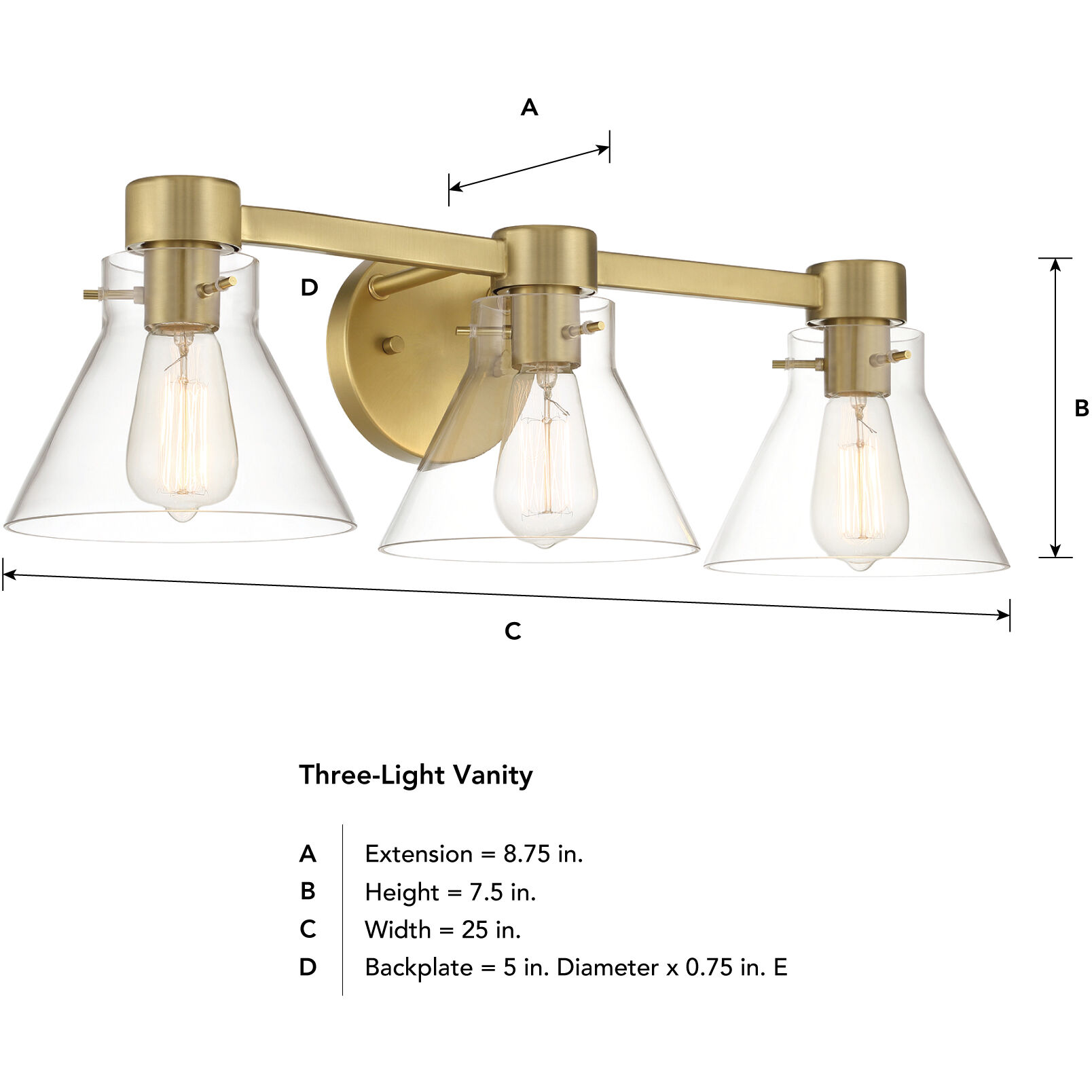 Willow Creek 3 Light 25 inch Brushed Gold Vanity Light Wall Light
