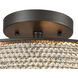 Glass Beads 3 Light 16 inch Oil Rubbed Bronze Semi Flush Mount Ceiling Light