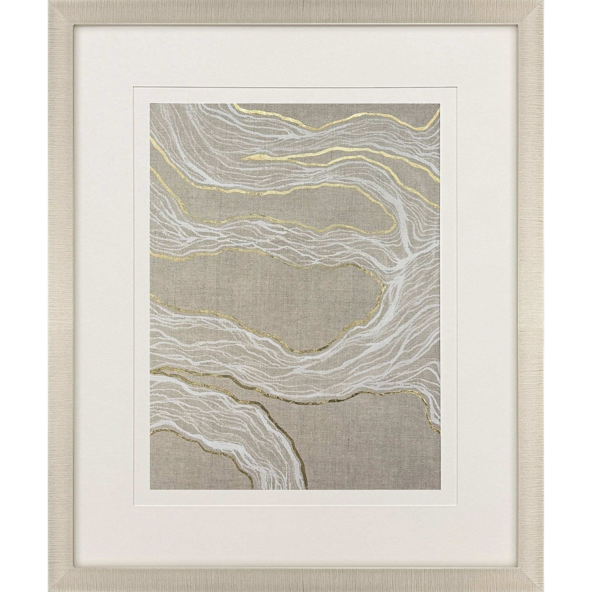 Finespun White and Metallic Framed Art