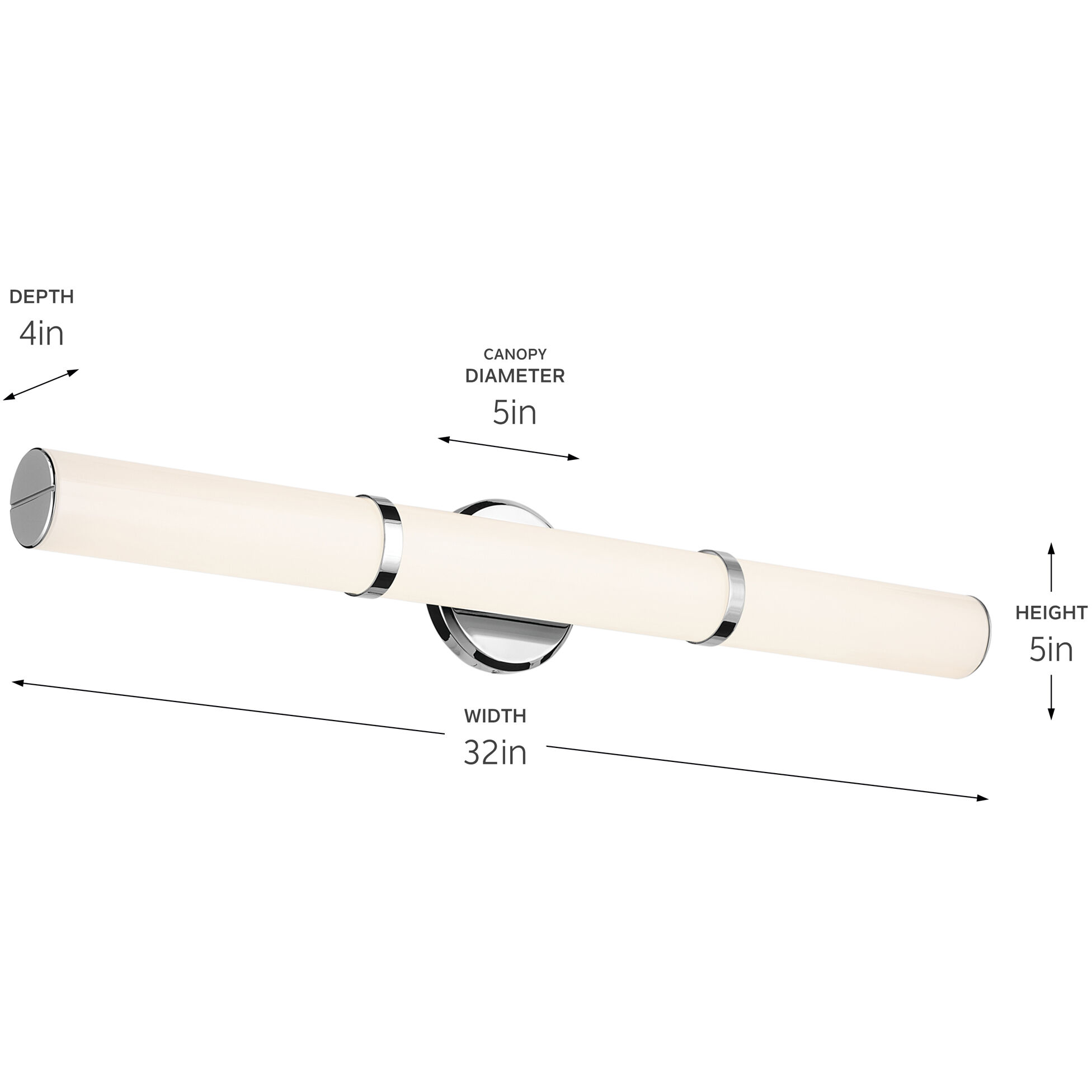 Rosh LED 32 inch Chrome Bath Bar Wall Light, Large