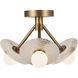 Dahlia LED 13 inch Vintage Brass Semi Flush Mount Ceiling Light in Vintage Brass and Alabaster