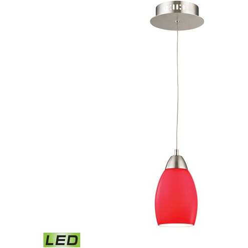 Buro 1 Light 4 inch Satin Nickel with Red Mini Pendant Ceiling Light