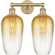 Edison Brookhaven Flute 2 Light 16 inch Brushed Brass Bath Vanity Light Wall Light in Amber Glass