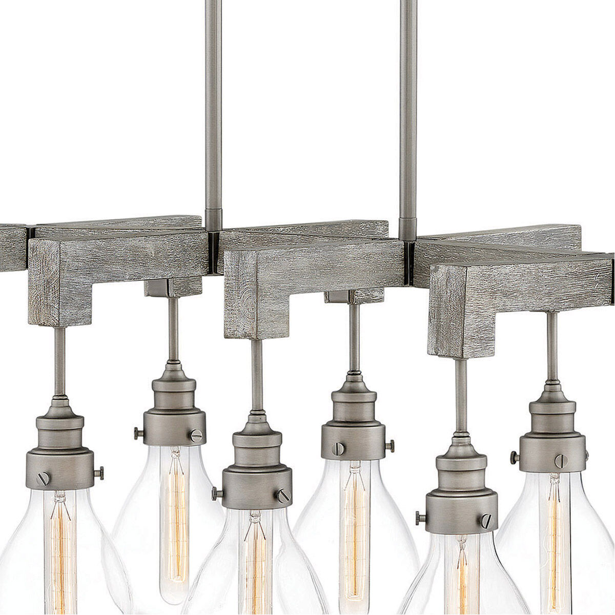 Denton 10 Light 48.5 inch Pewter with Driftwood Gray Indoor Linear Chandelier Ceiling Light