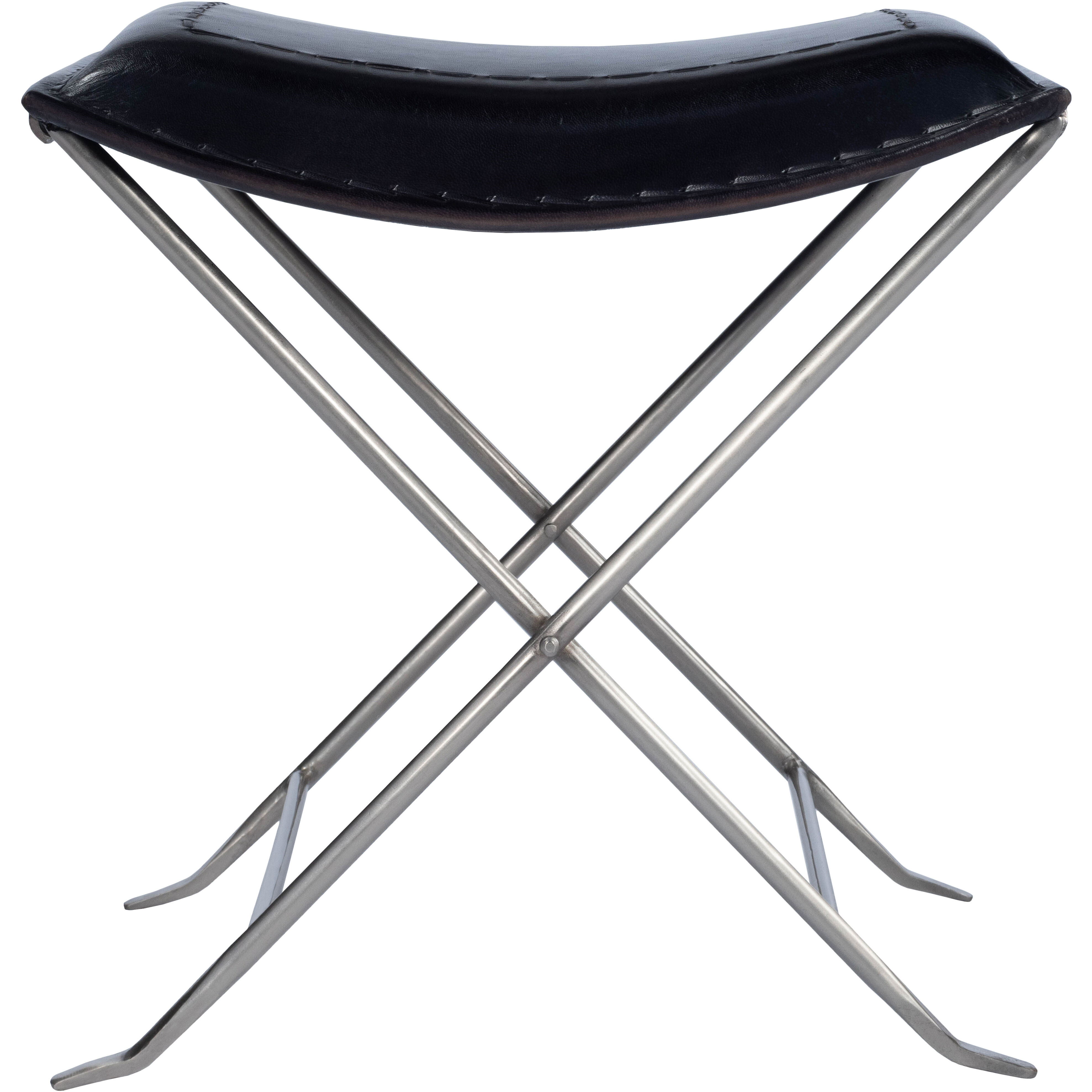 Melton Black Leather Ottoman or Stool